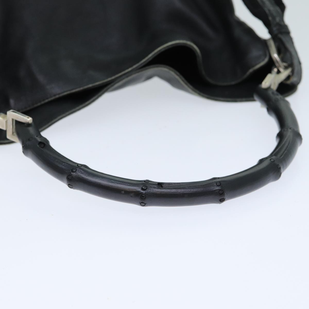 GUCCI Bamboo Hand Bag Leather Black 001 4058 79160