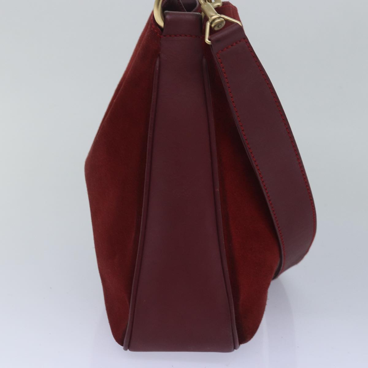 GUCCI Bamboo Hand Bag Suede 2way Red 001 1638 79161