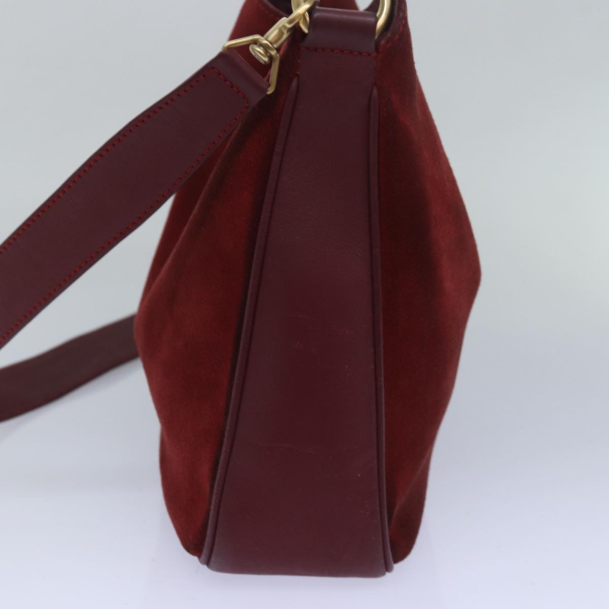 GUCCI Bamboo Hand Bag Suede 2way Red 001 1638 79161