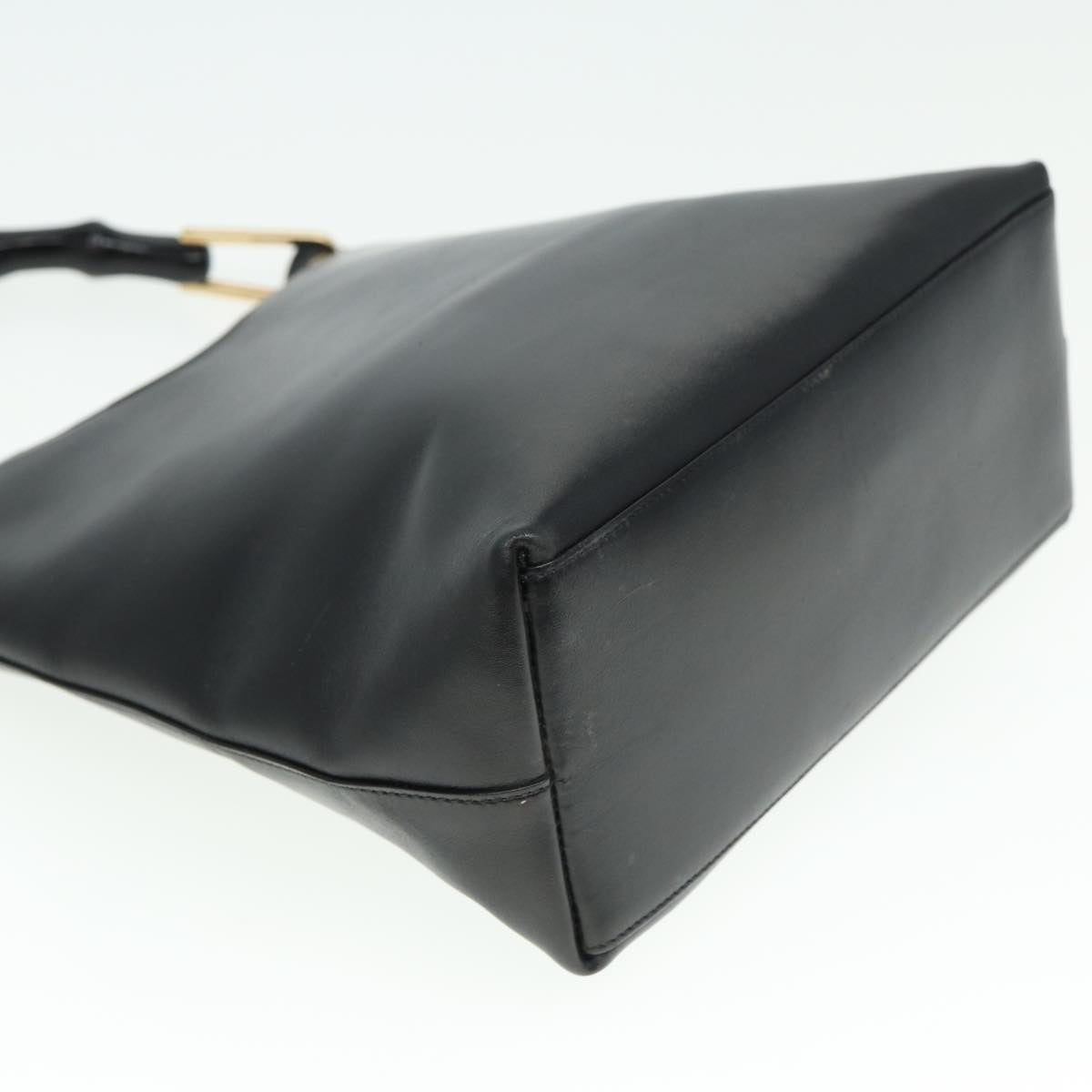 GUCCI Bamboo Shoulder Bag Leather Black 001 3007 3754 79162