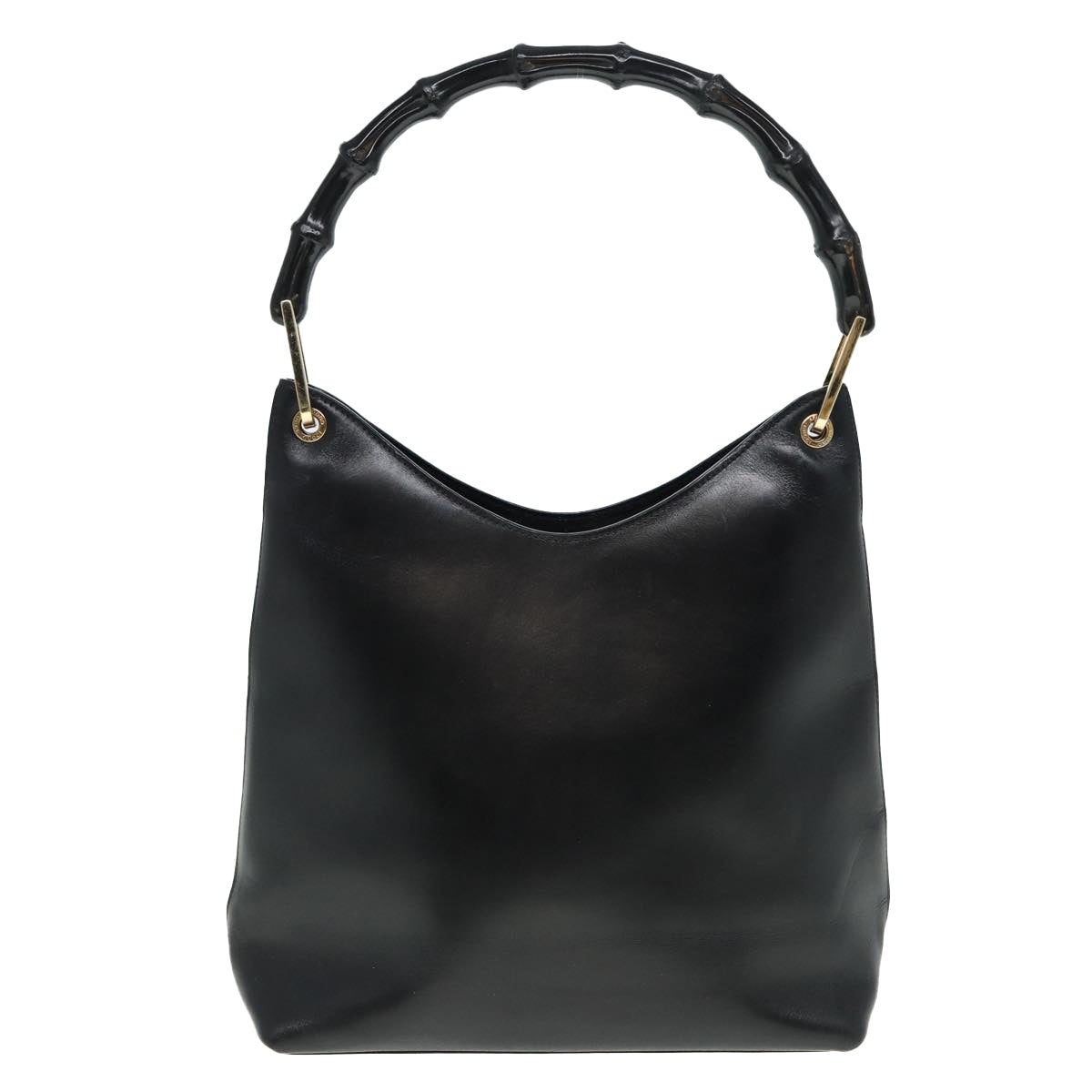 GUCCI Bamboo Shoulder Bag Leather Black 001 3007 3754 79162