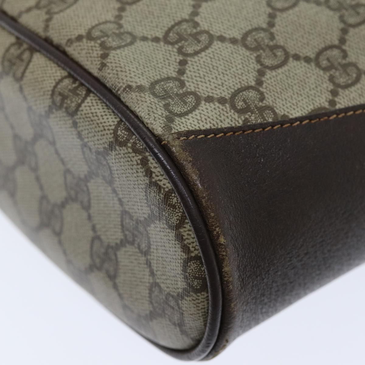 GUCCI GG Supreme Web Sherry Line Shoulder Bag PVC Leather Beige 79176