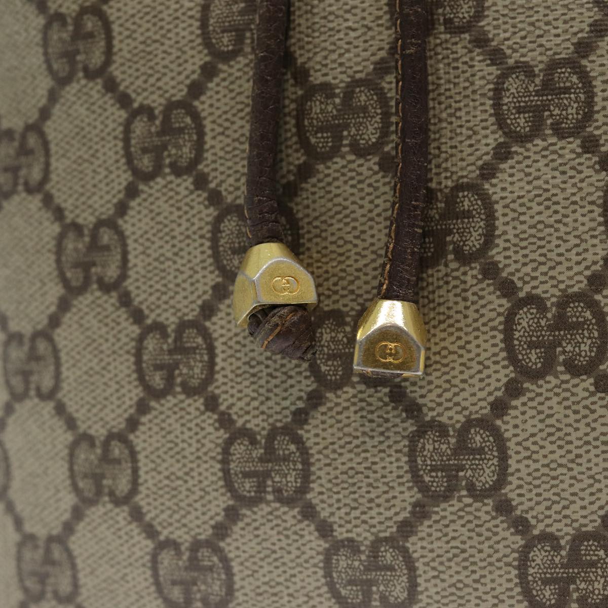 GUCCI GG Supreme Web Sherry Line Shoulder Bag PVC Leather Beige 79176