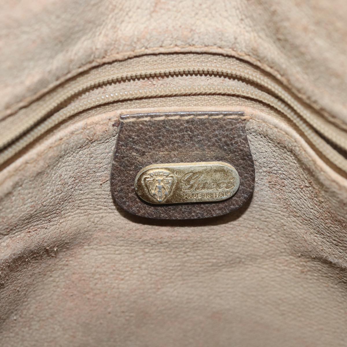 GUCCI GG Supreme web sherry Shoulder Bag PVC Leather Beige 79181