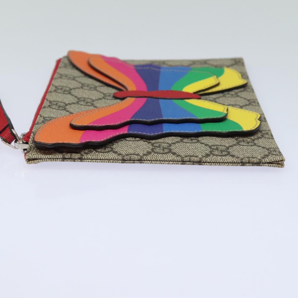 GUCCI GG Supreme Butterfly Clutch Bag PVC Beige 550781 79205