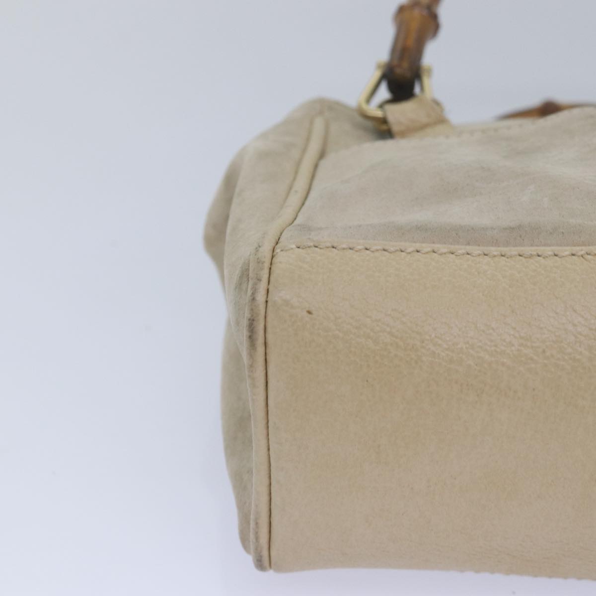 GUCCI Bamboo Hand Bag Suede 2way Beige 79215