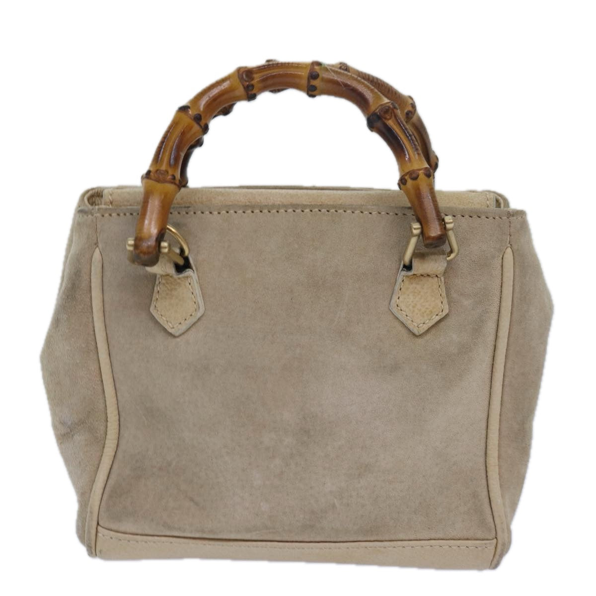 GUCCI Bamboo Hand Bag Suede 2way Beige 79215