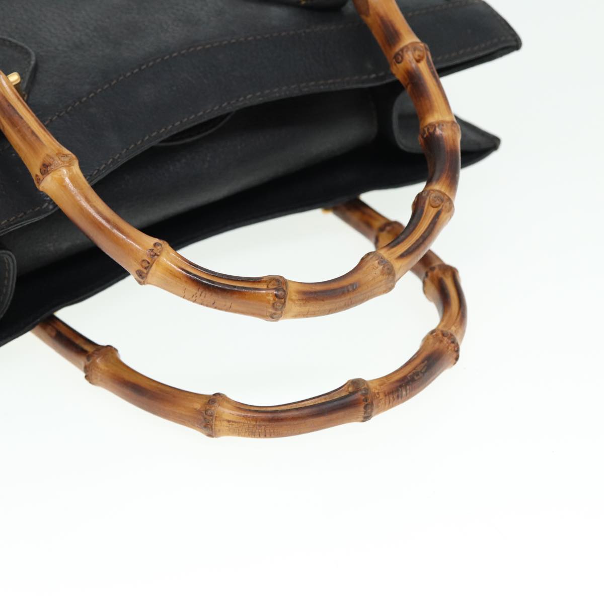 GUCCI Bamboo Hand Bag Leather Black 002 123 0260 79292