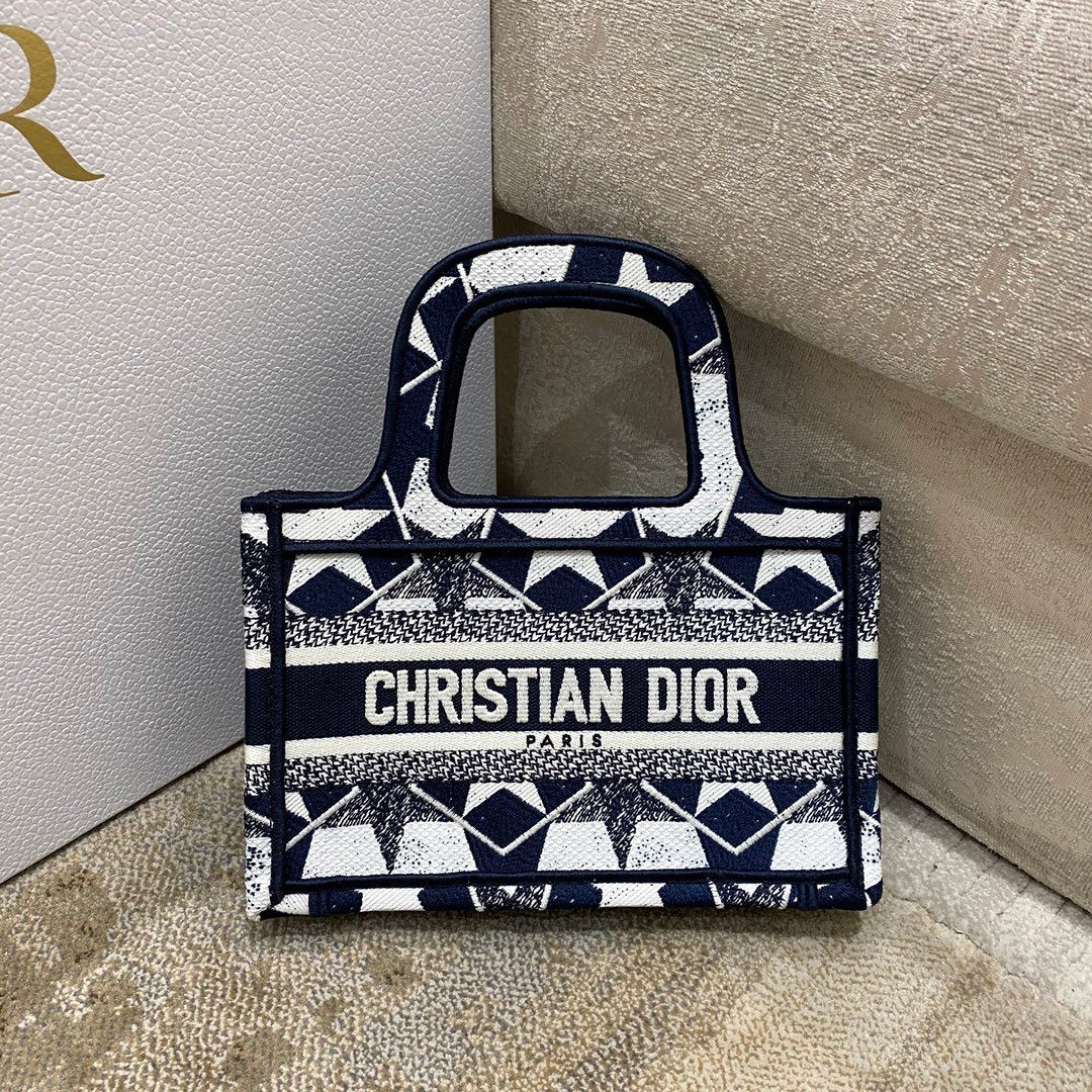GLAMI Mini Book Tote Bag in Ãƒâ€°toile Embroidery Bag,  Blue/White, For Women WomenÃ¢â‚¬â„¢s Handbags, 22.5cm CD