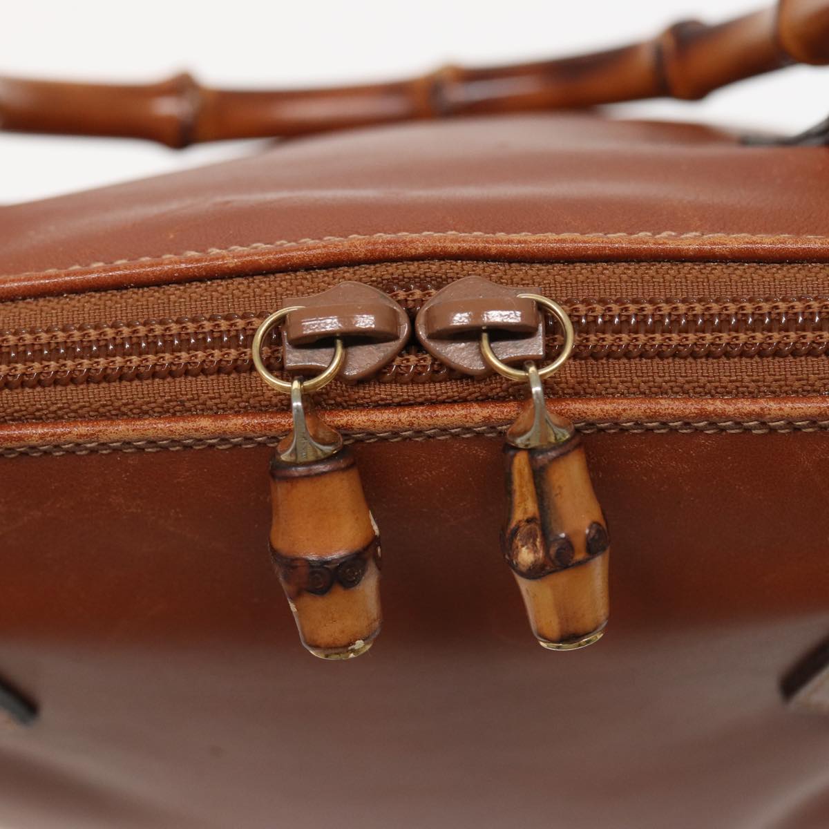 GUCCI Bamboo Hand Bag Leather 2way Brown 79328