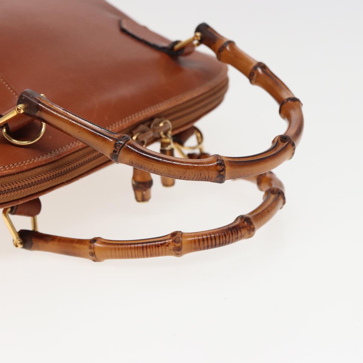 GUCCI Bamboo Hand Bag Leather 2way Brown 79328