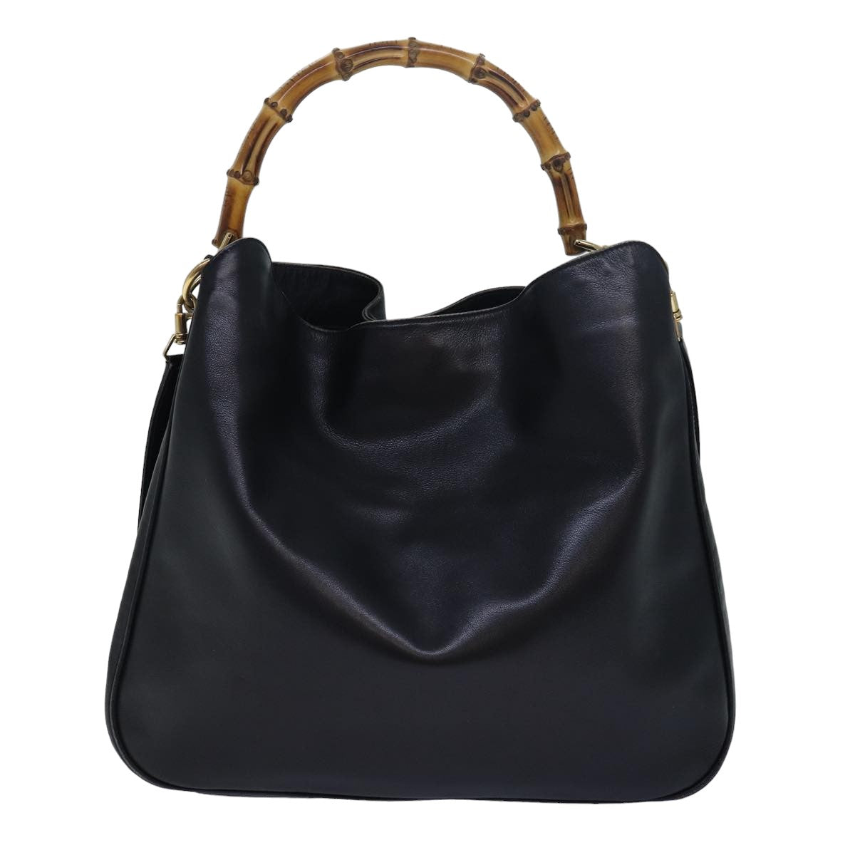 GUCCI Bamboo Hand Bag Leather 2way Black 001 1781 1577 79330