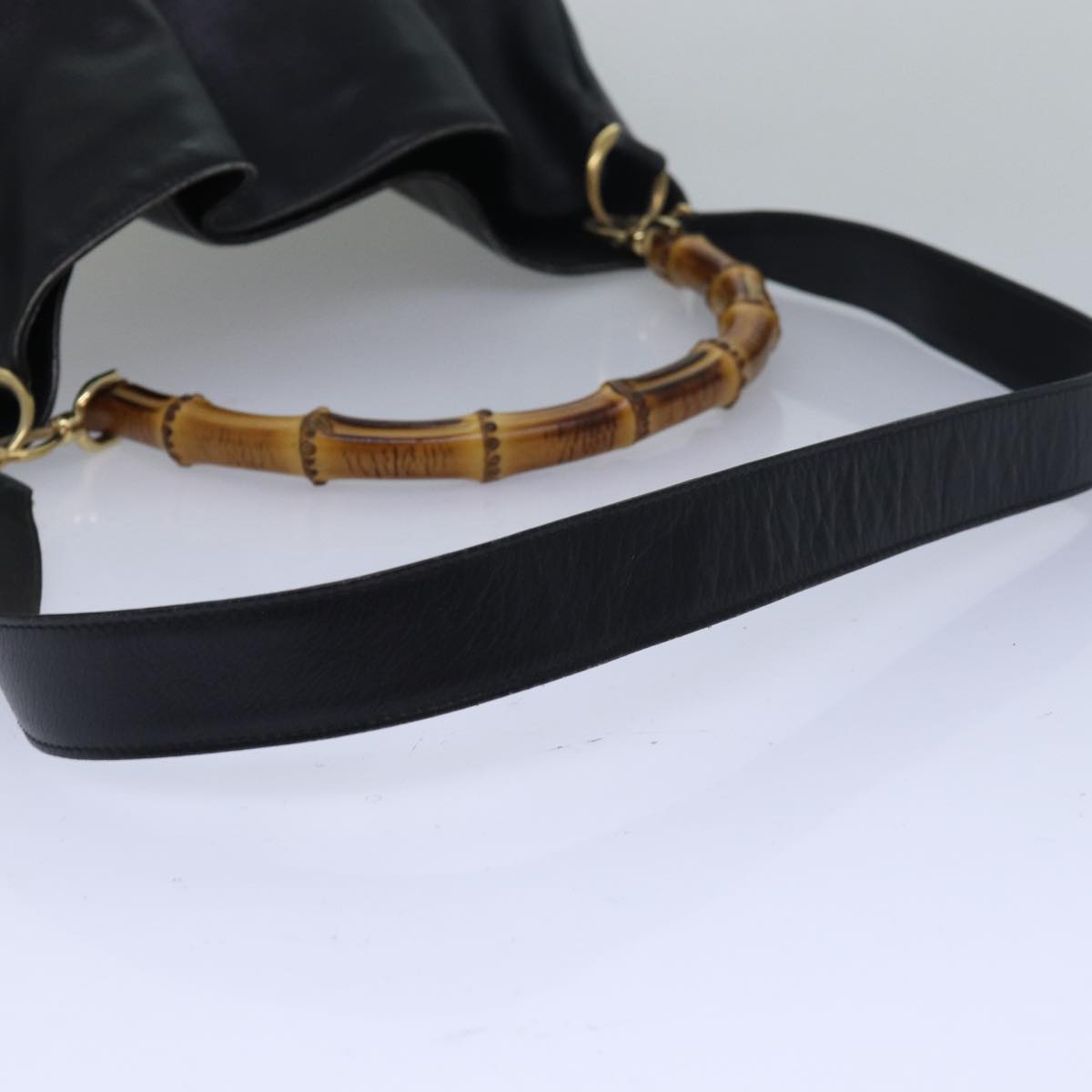 GUCCI Bamboo Hand Bag Leather 2way Black 001 1781 1577 79330