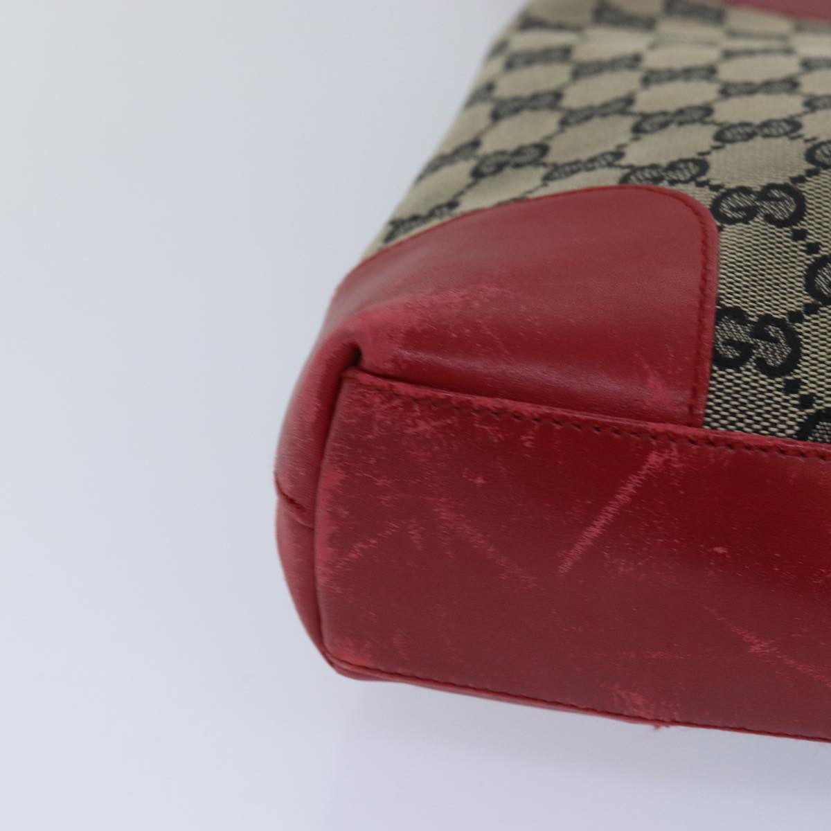 GUCCI GG Canvas Shoulder Bag Beige Red 001 4231 79380