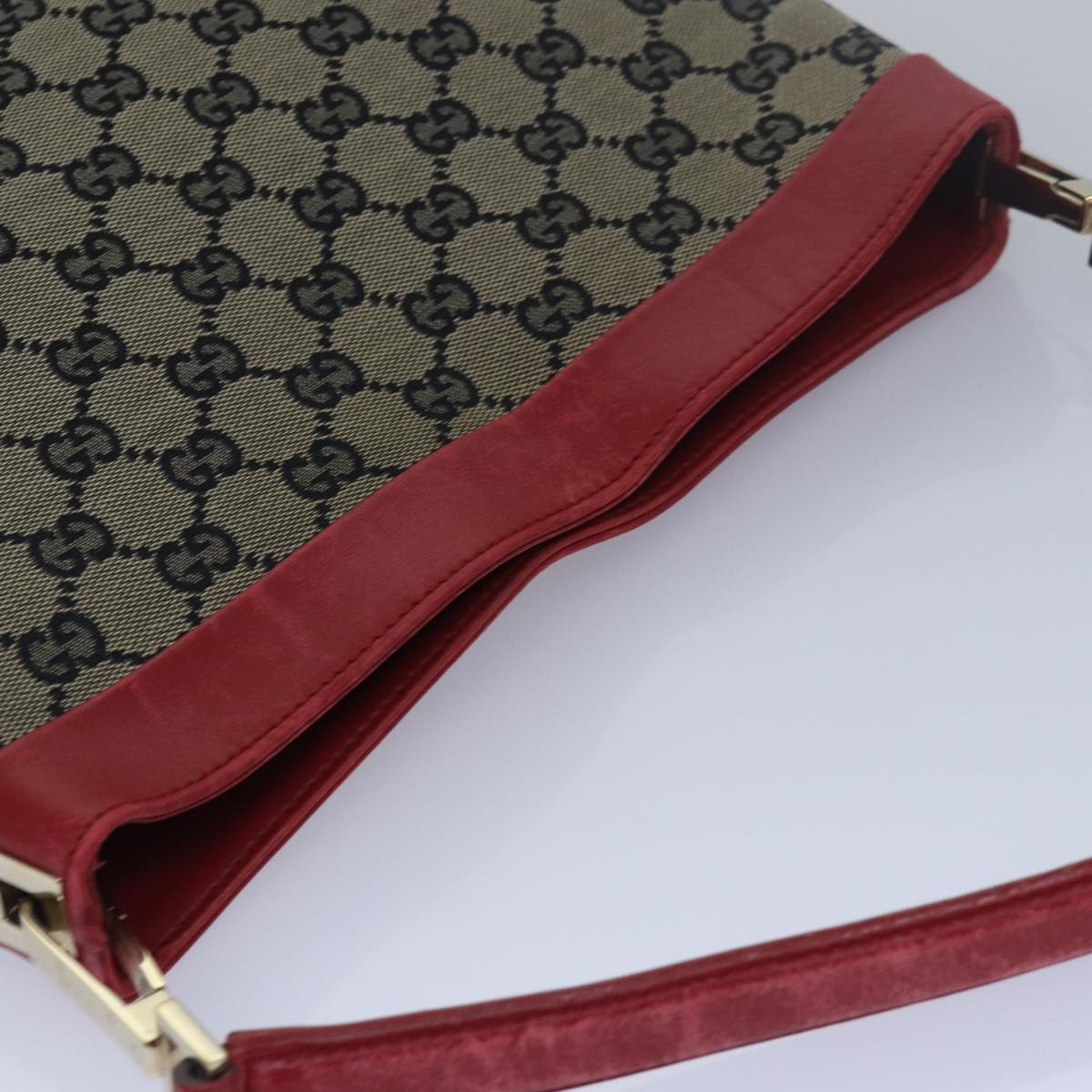 GUCCI GG Canvas Shoulder Bag Beige Red 001 4231 79380
