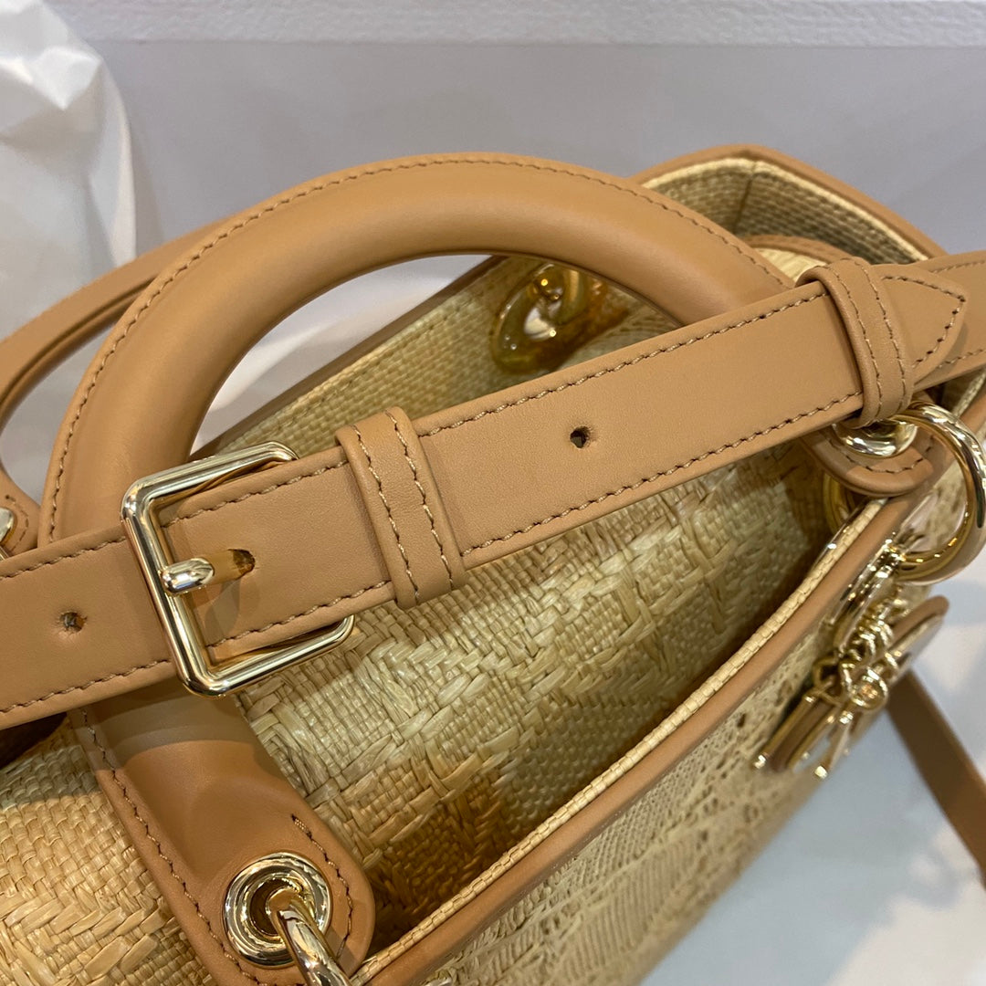 GLAMI MeGLAMIum Lady Bag Natural Cannage Raffia, Brown Handbags, 24cm CD M0565OMBD_M925