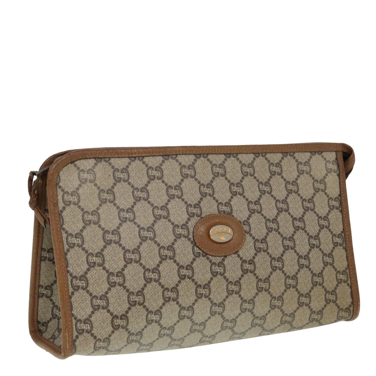 GUCCI GG Plus Supreme Clutch Bag PVC Beige 79412
