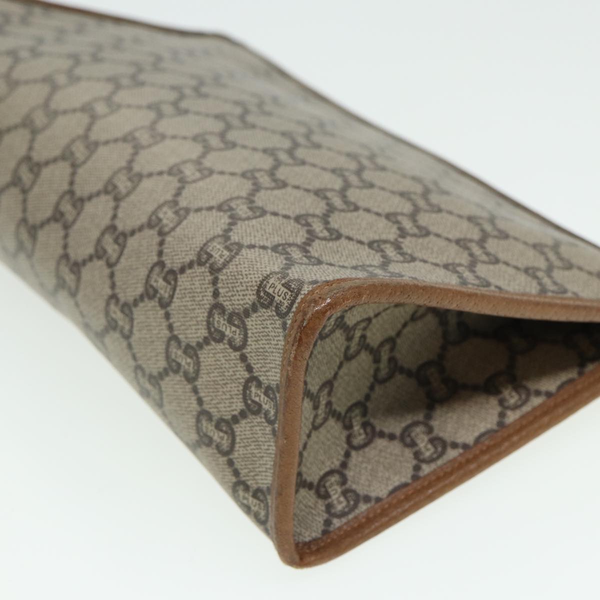 GUCCI GG Plus Supreme Clutch Bag PVC Beige 79412