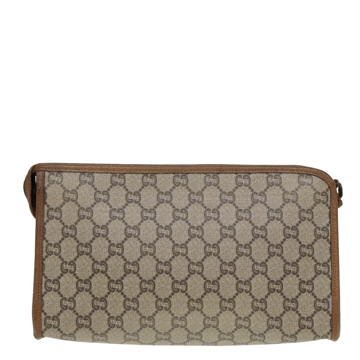 GUCCI GG Plus Supreme Clutch Bag PVC Beige 79412