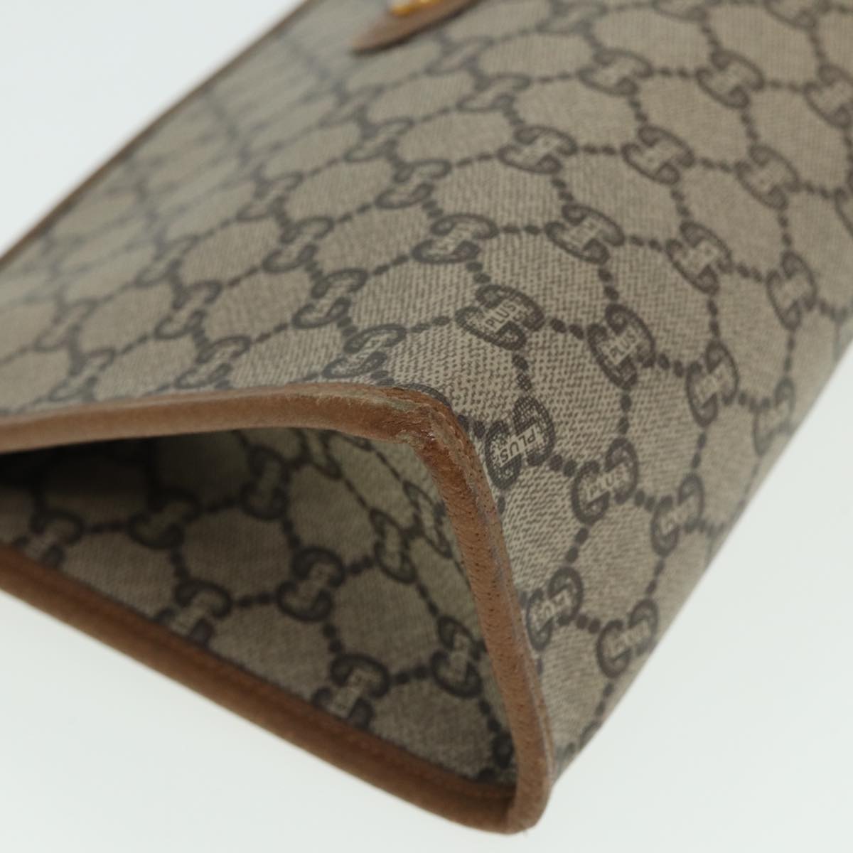 GUCCI GG Plus Supreme Clutch Bag PVC Beige 79412