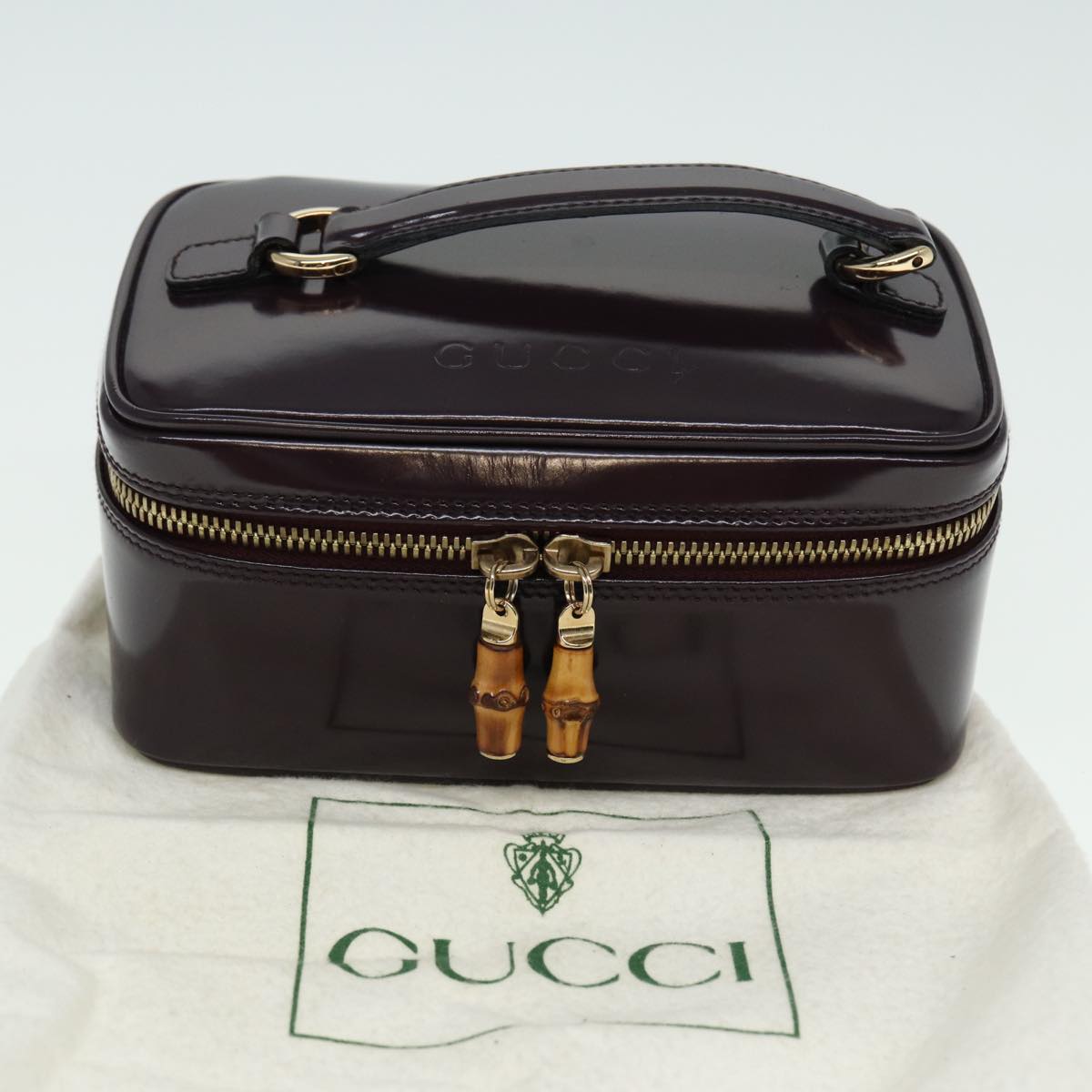 GUCCI Bamboo Vanity Hand Bag Enamel Purple 032 1956 0151 79417