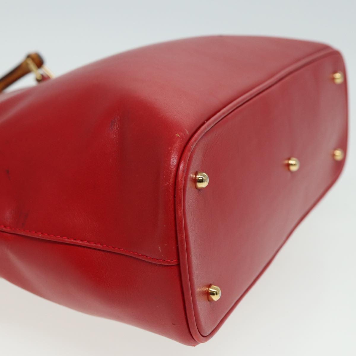 GUCCI Bamboo Hand Bag Leather 2way Red 000 406 0289 79440