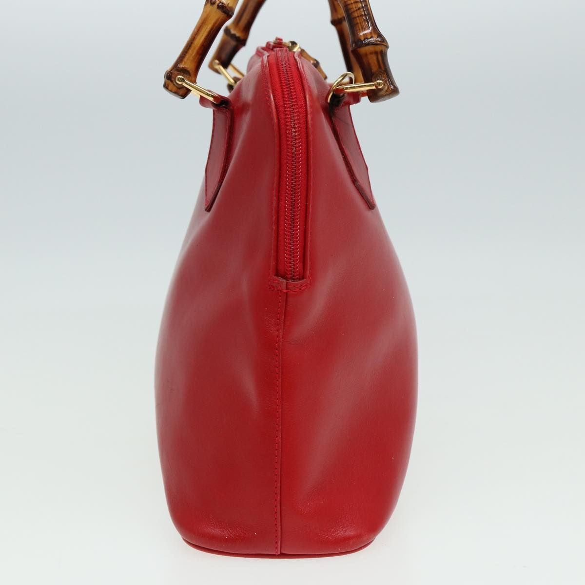 GUCCI Bamboo Hand Bag Leather 2way Red 000 406 0289 79440