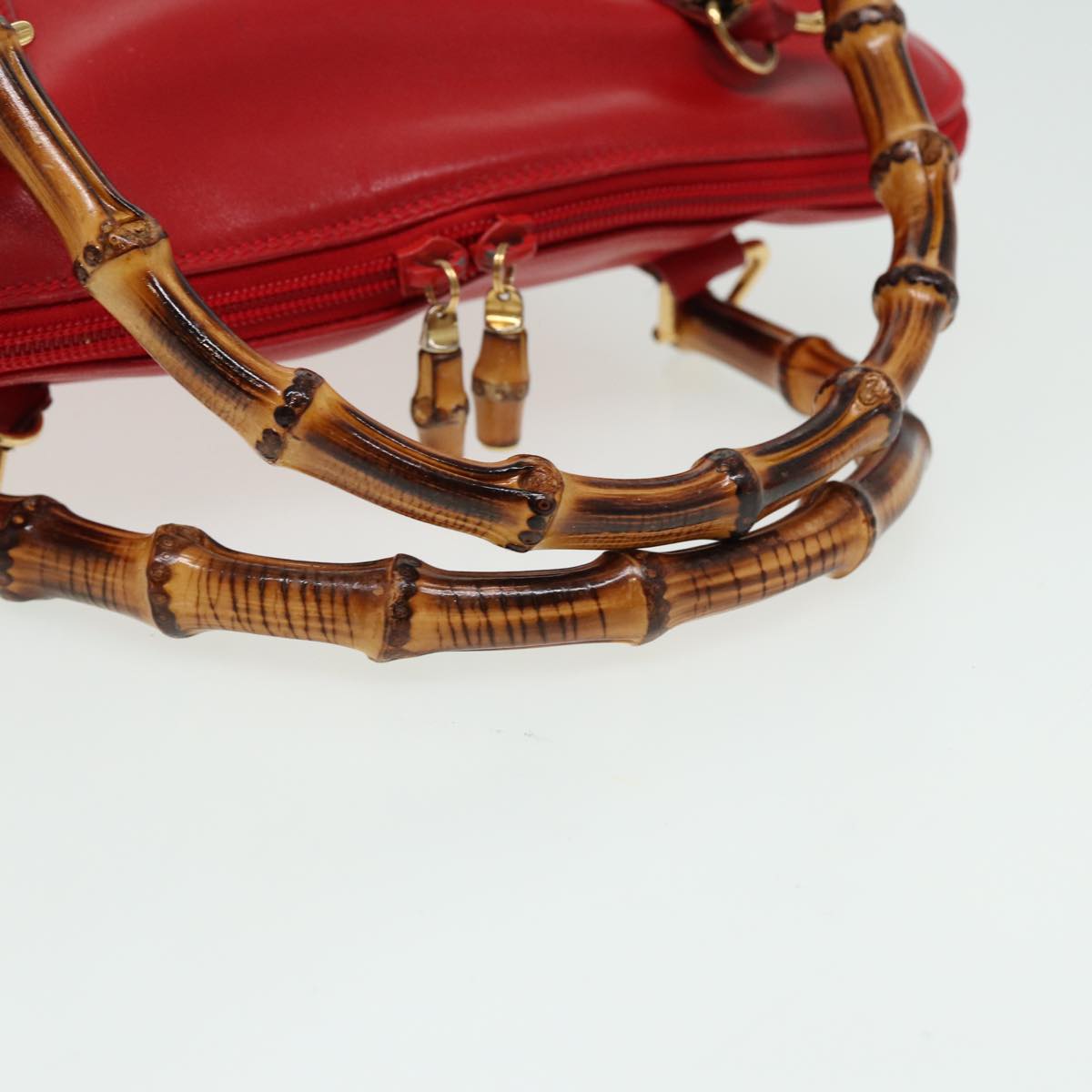 GUCCI Bamboo Hand Bag Leather 2way Red 000 406 0289 79440