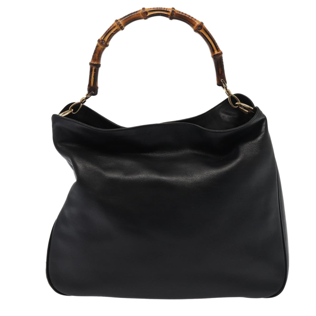 GUCCI Bamboo Hand Bag Leather 2way Black 001 1998 1577 79444