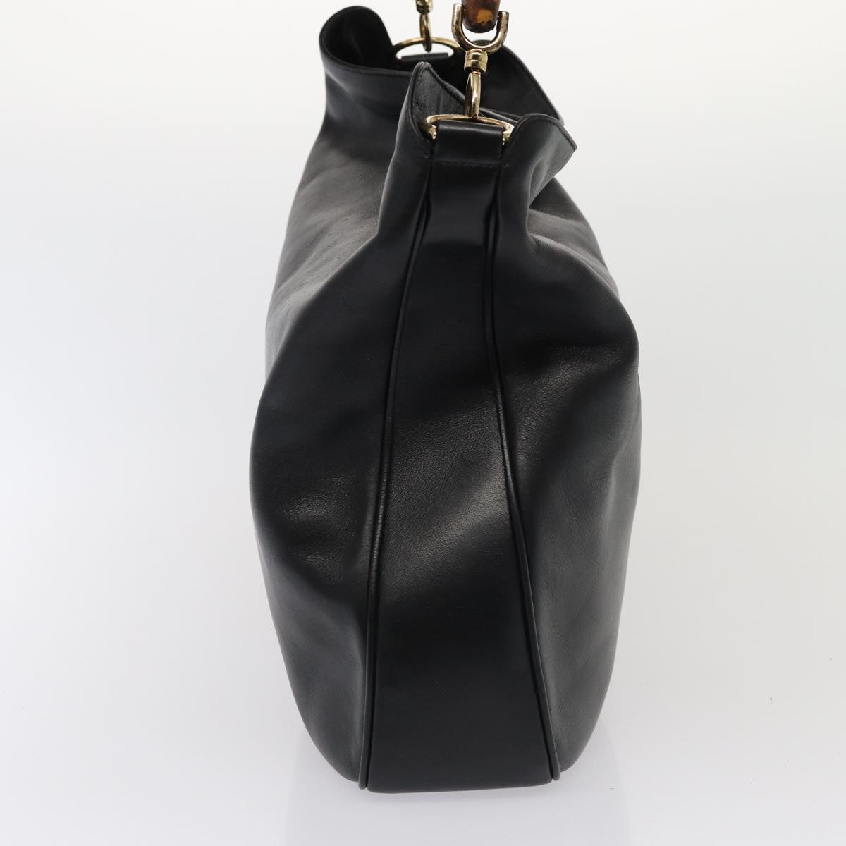 GUCCI Bamboo Hand Bag Leather 2way Black 001 1998 1577 79444