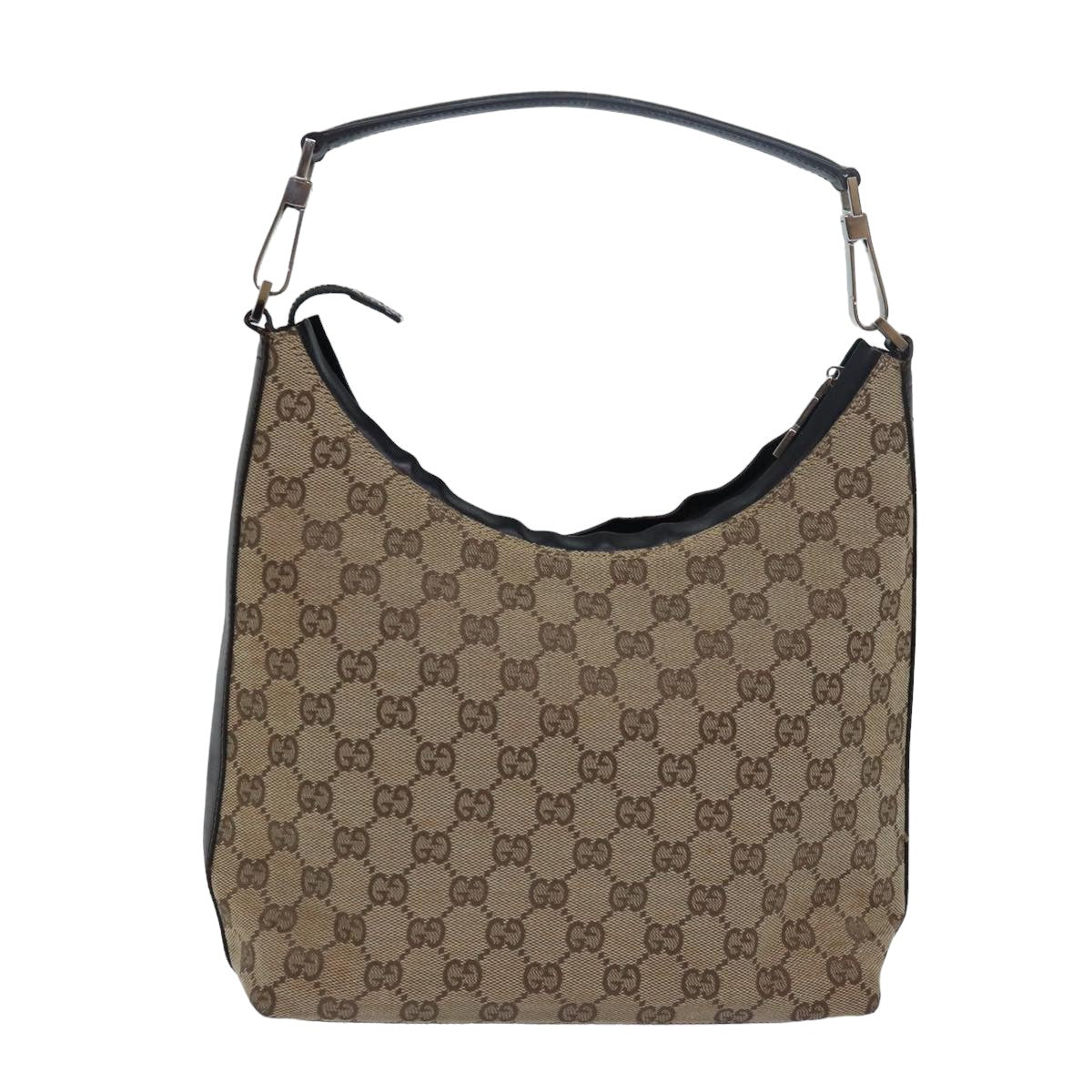 GUCCI GG Canvas Shoulder Bag Beige Dark Brown 000 0602 79452
