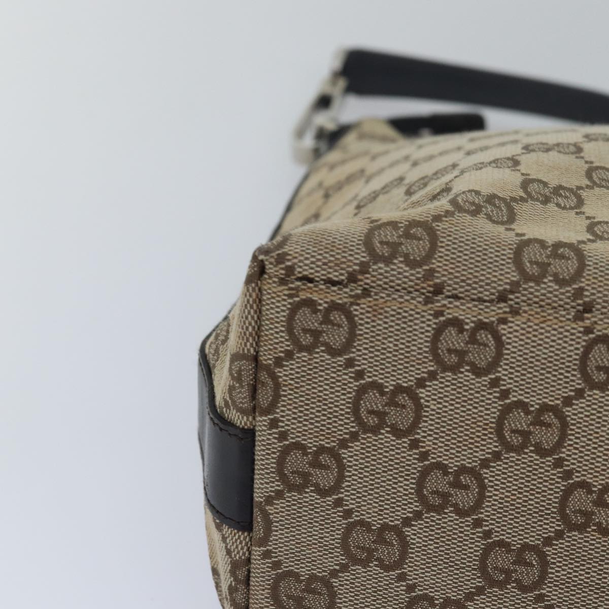 GUCCI GG Canvas Shoulder Bag Beige Dark Brown 000 0602 79452