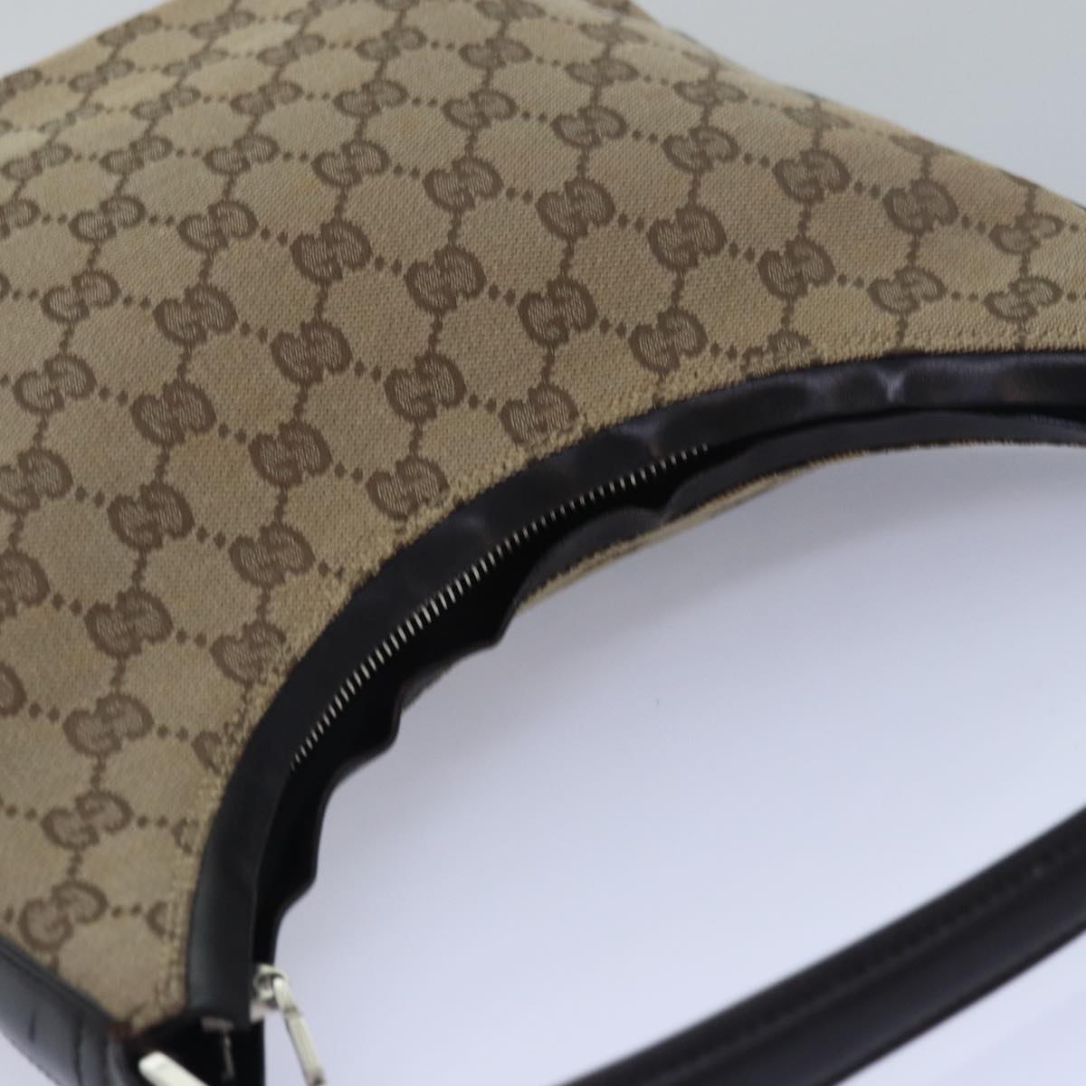 GUCCI GG Canvas Shoulder Bag Beige Dark Brown 000 0602 79452