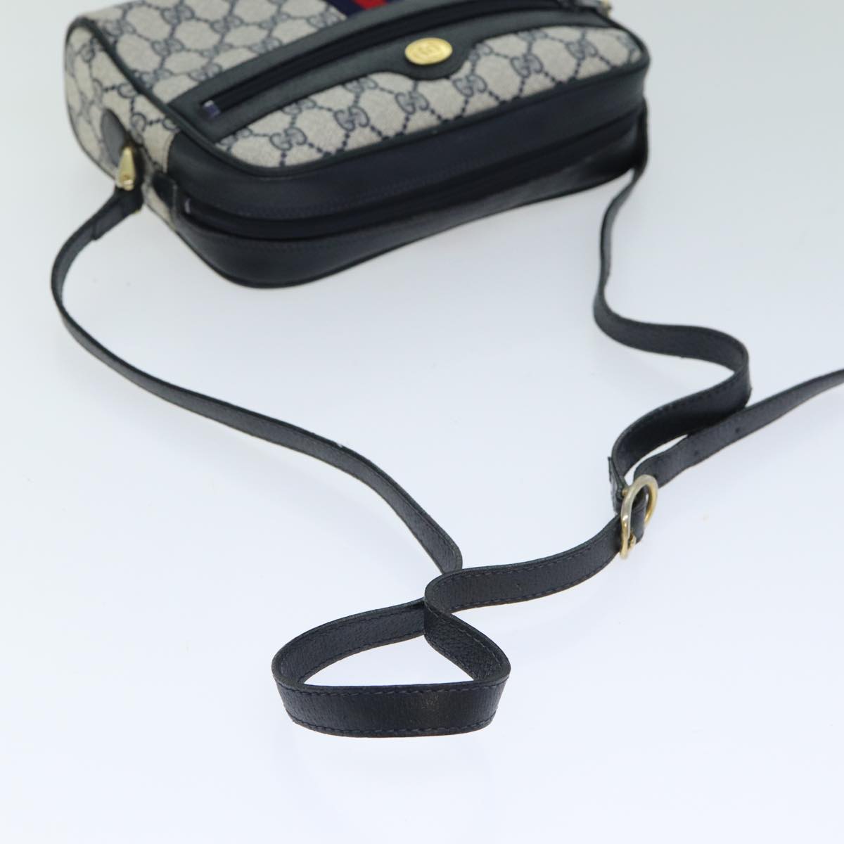 GUCCI GG Supreme Sherry Line Shoulder Bag PVC Navy Red 010 378 79476