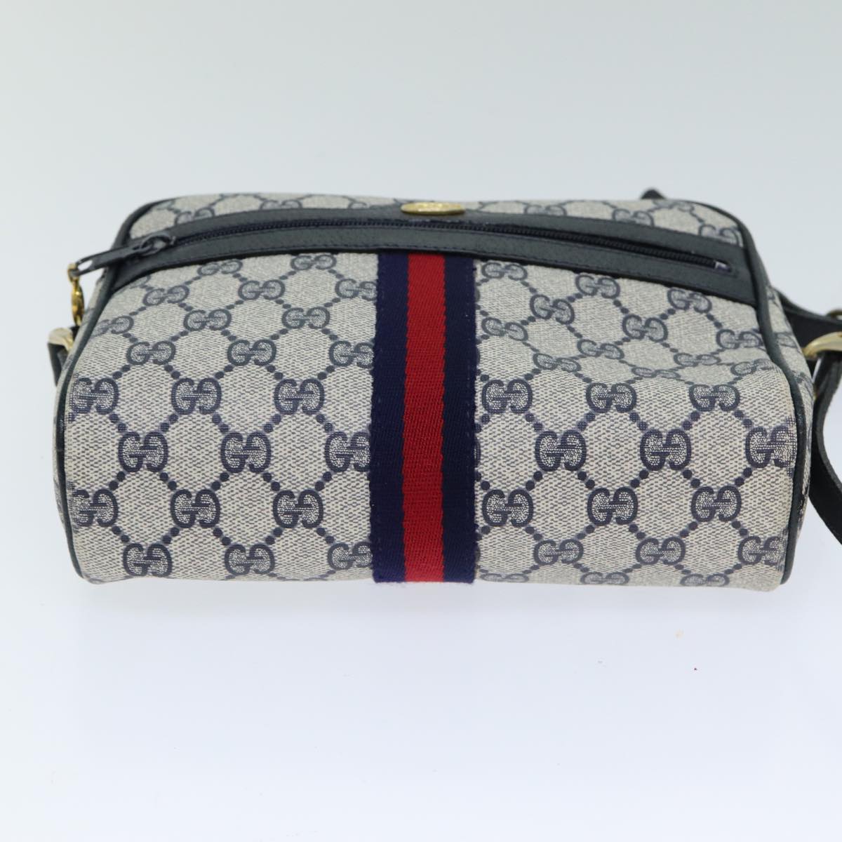 GUCCI GG Supreme Sherry Line Shoulder Bag PVC Navy Red 010 378 79476