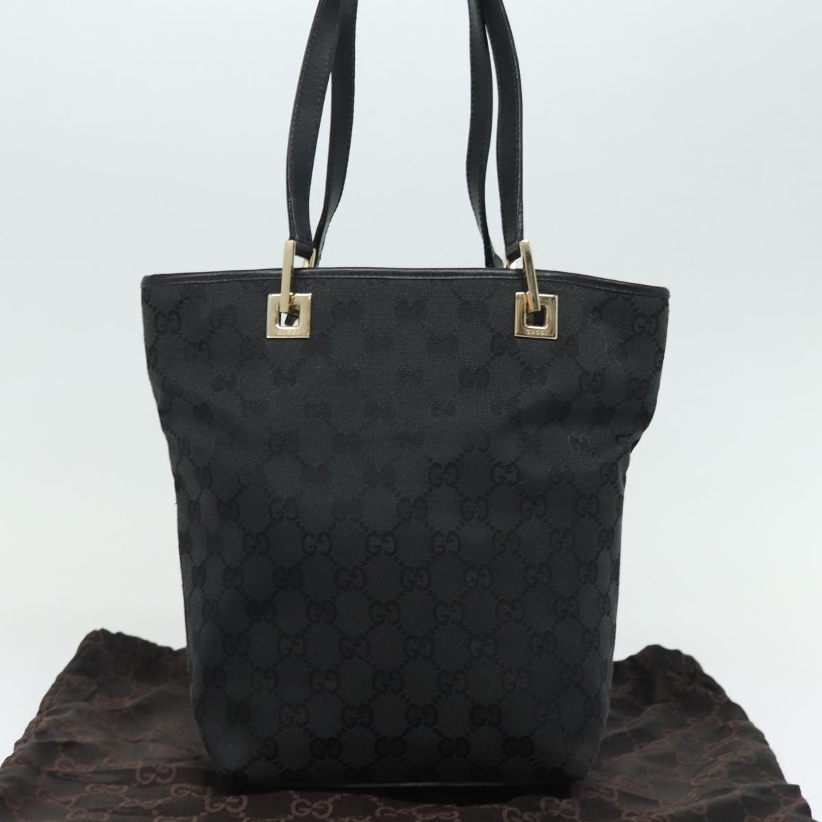 GUCCI GG Canvas Tote Bag Black 002 1099 79477