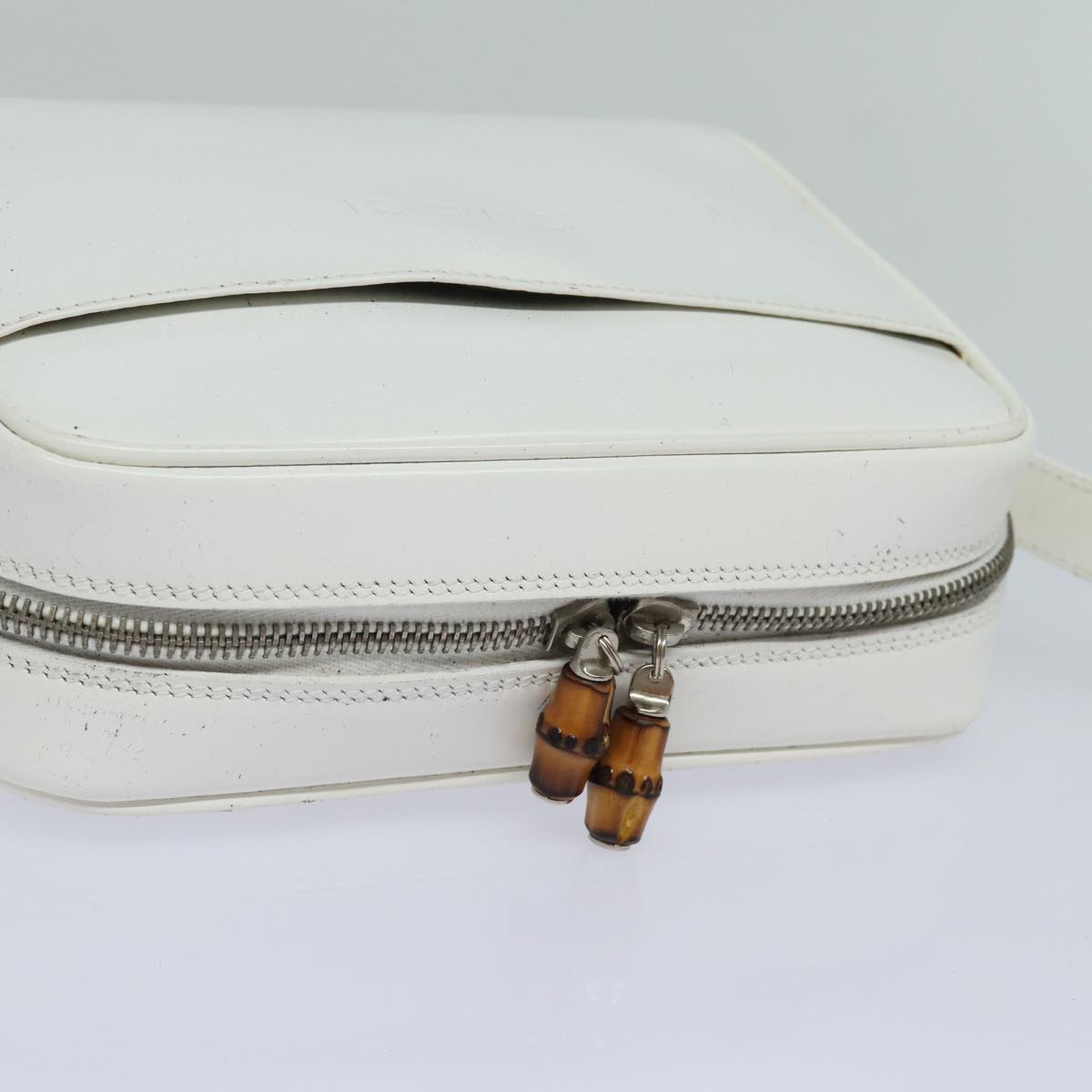GUCCI Bamboo Shoulder Bag Enamel White 001 2046 3007 79480