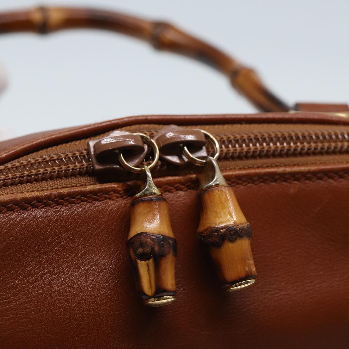 GUCCI Bamboo Hand Bag Leather 2way Red 79497