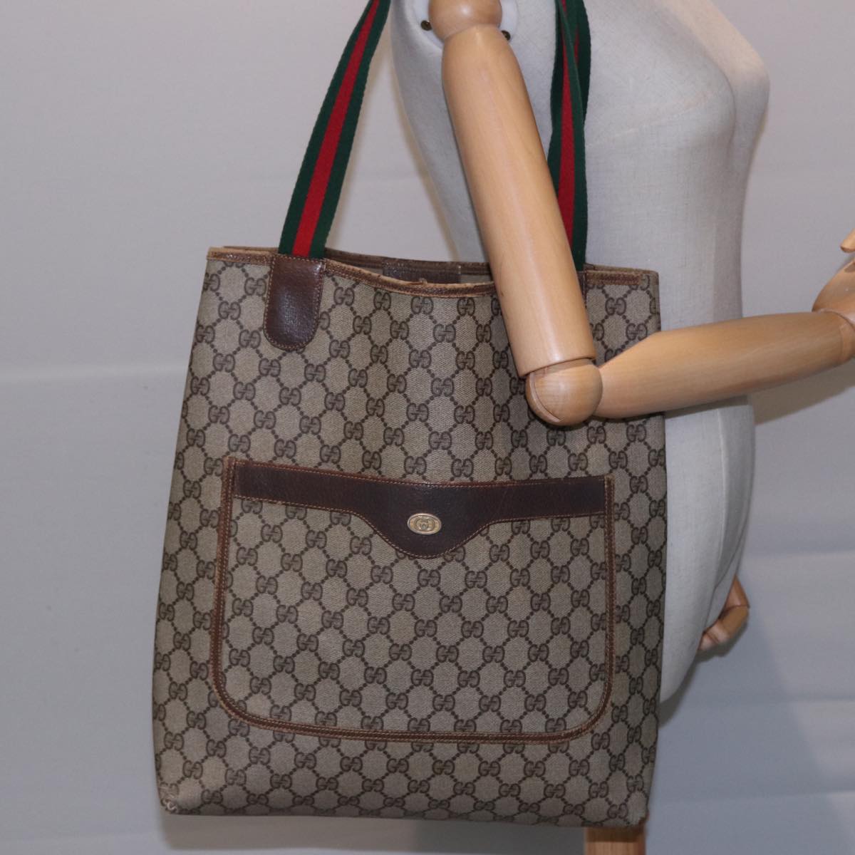 GUCCI GG Supreme Tote Bag PVC Leather Beige 378 02 003 79501