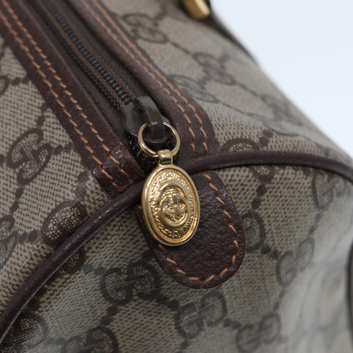 GUCCI GG Supreme Boston Bag PVC Leather Beige 79505
