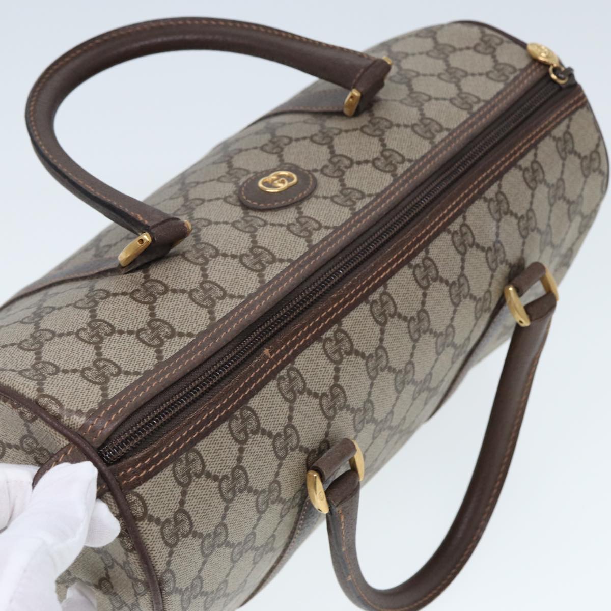 GUCCI GG Supreme Boston Bag PVC Leather Beige 79505