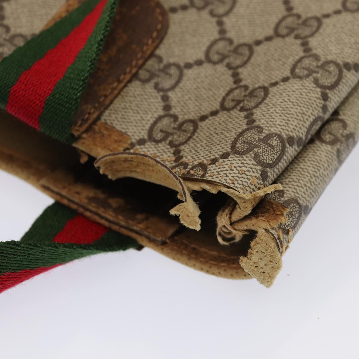 GUCCI GG Supreme Web Sherry Line Tote Bag PVC Beige Red 120 02 003 79530