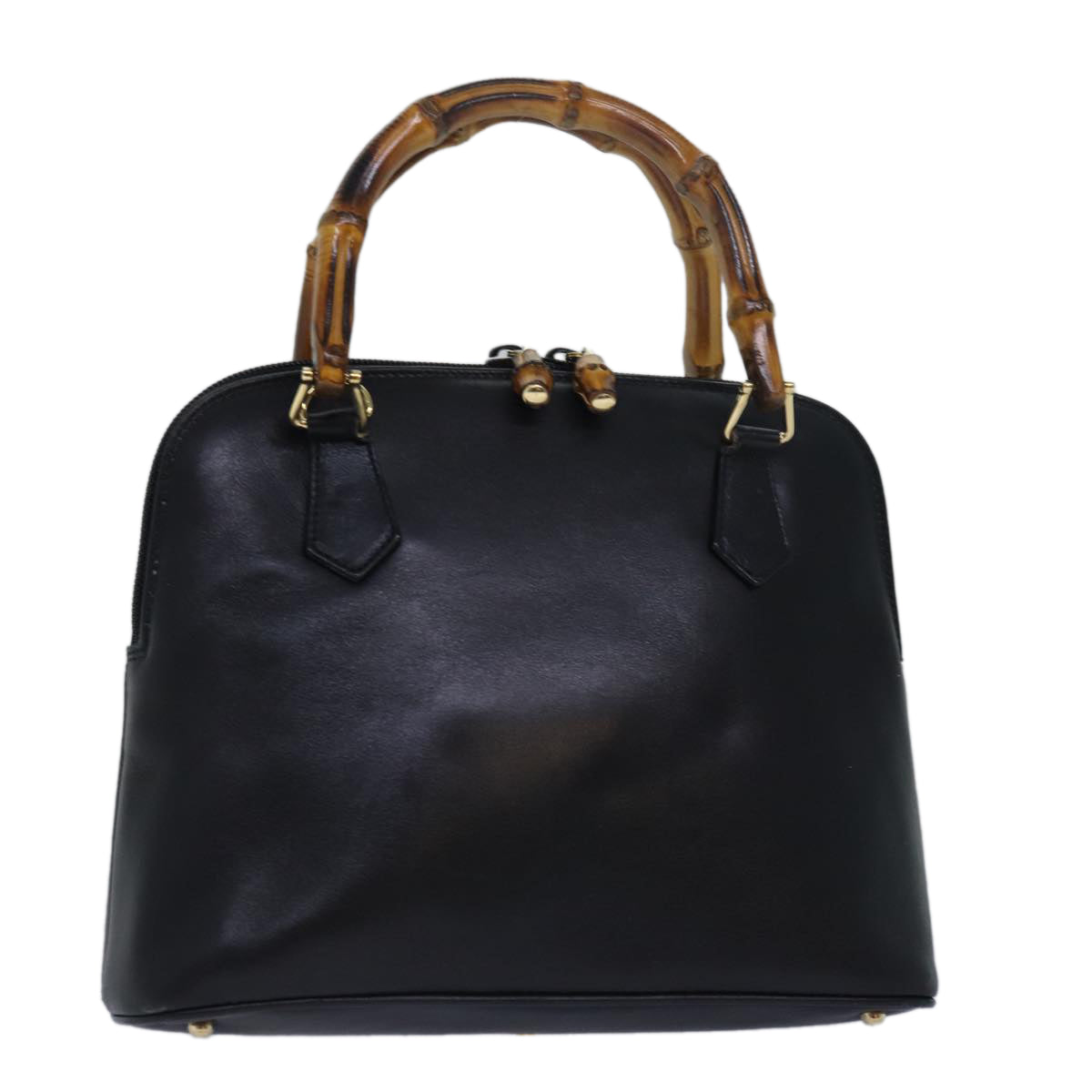 GUCCI Bamboo Hand Bag Leather Black 000 2865 0290 79569