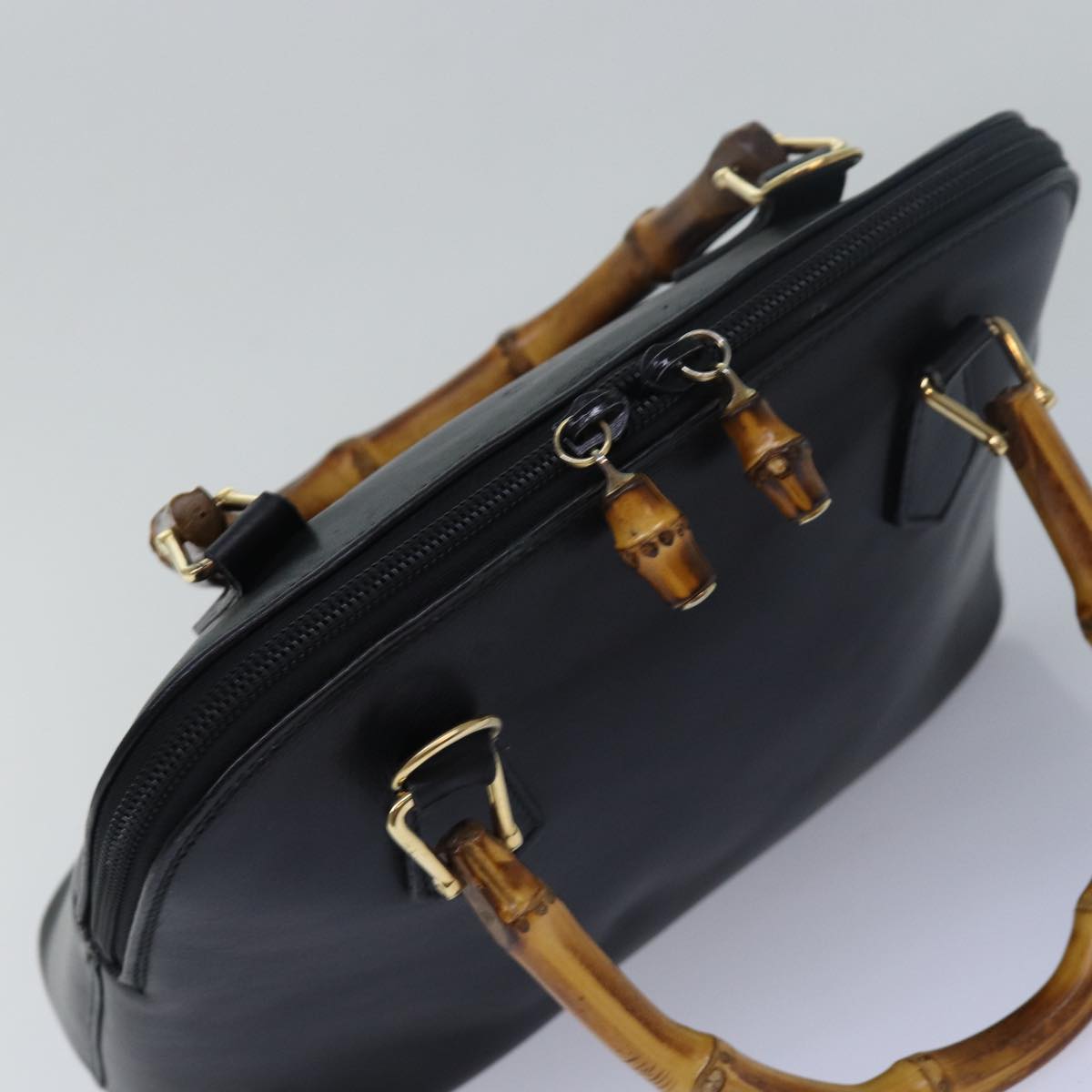 GUCCI Bamboo Hand Bag Leather Black 000 2865 0290 79569