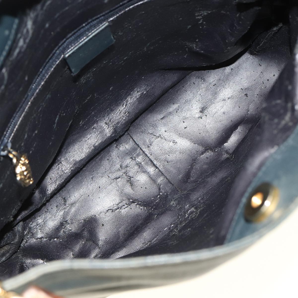 GUCCI Bamboo Hand Bag Leather Outlet 2way Navy 001 8638 79571