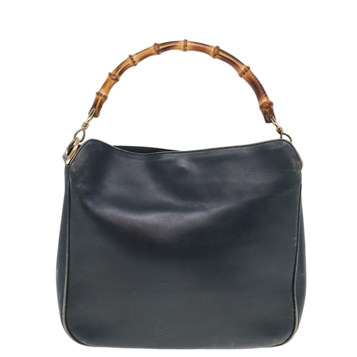 GUCCI Bamboo Hand Bag Leather Outlet 2way Navy 001 8638 79571