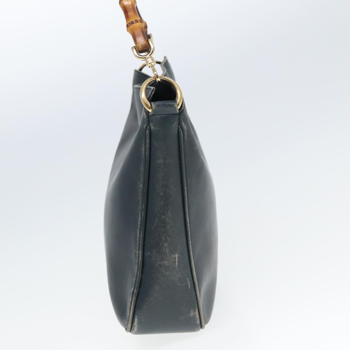GUCCI Bamboo Hand Bag Leather Outlet 2way Navy 001 8638 79571