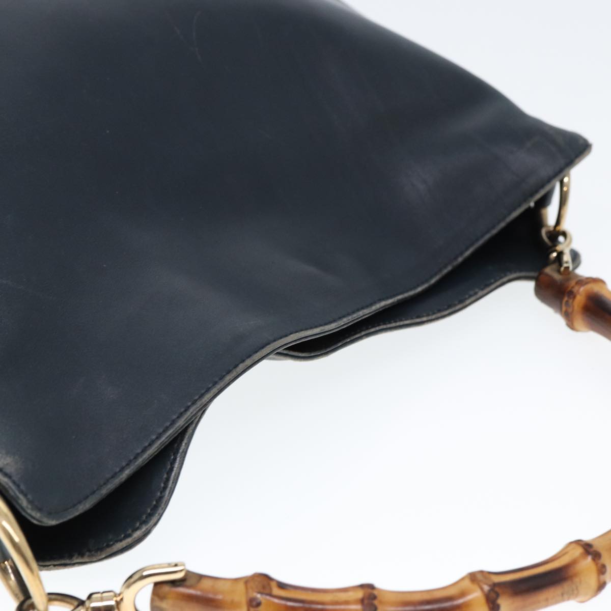 GUCCI Bamboo Hand Bag Leather Outlet 2way Navy 001 8638 79571