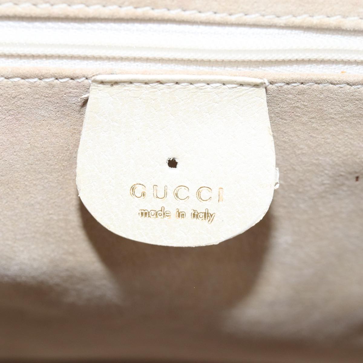GUCCI Bamboo Hand Bag Leather White 79581