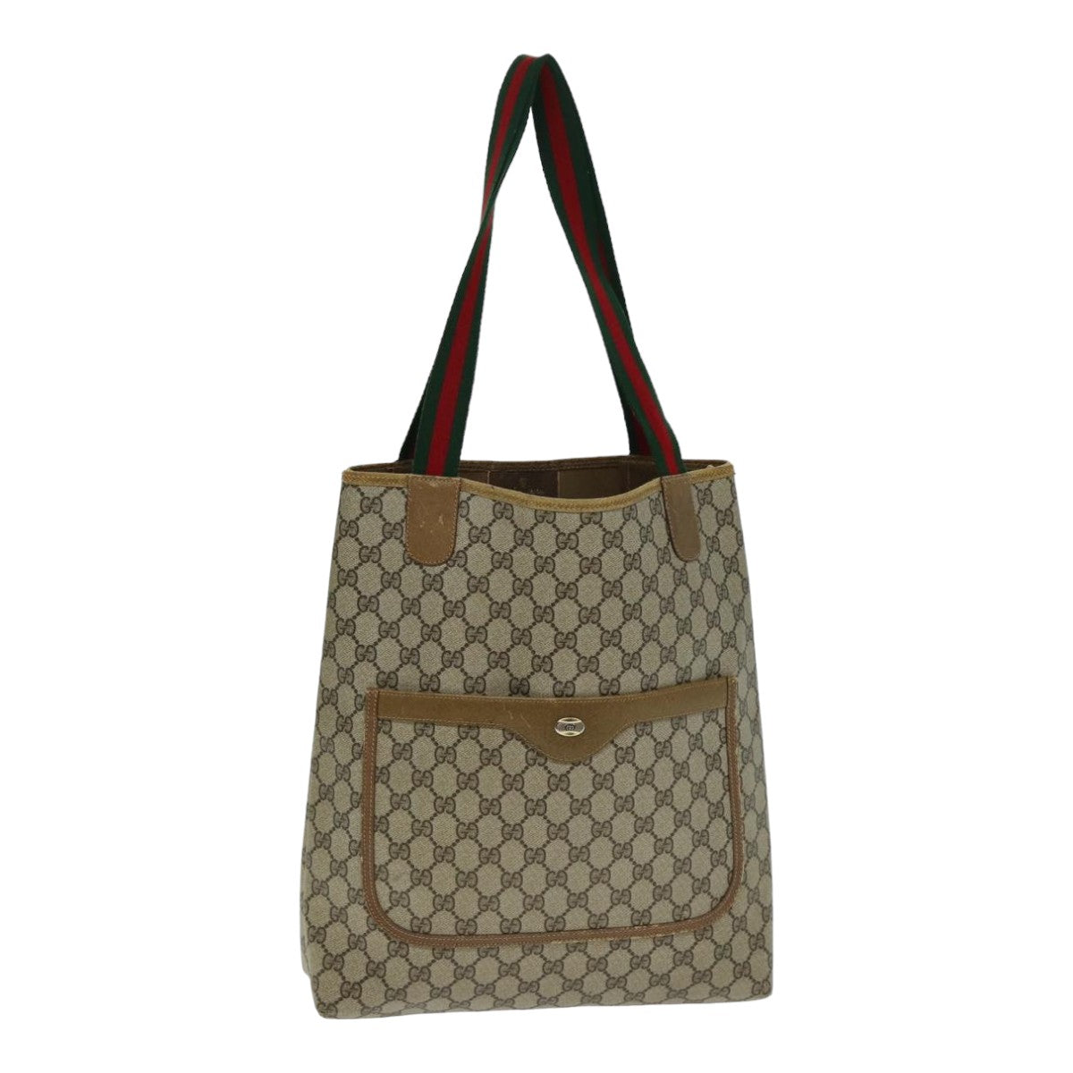 GUCCI GG Supreme Web Sherry Line Tote Bag PVC Leather Beige 39 02 003 79593